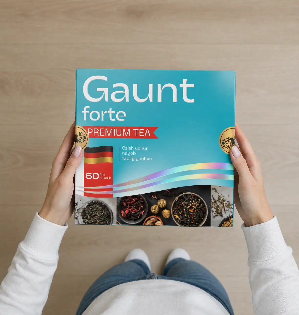Qo'lda ushlab turilgan Gaunt Forte Premium Tea qutisi